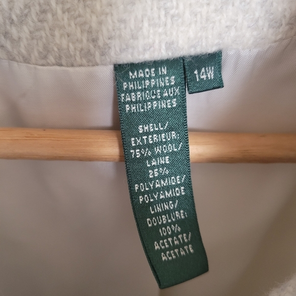 Lauren Ralph Lauren Wool Blend Peacoat Gray White Soft XL 14 W - Picture 3 of 11